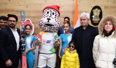 Lt Governor Manoj Sinha and Union Minister Sh Anurag Thakur launched 3rd Khelo India National Winter Games Anthem, Mascot and Jersey at Raj Bhavan