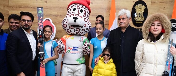 Lt Governor Manoj Sinha and Union Minister Sh Anurag Thakur launched 3rd Khelo India National Winter Games Anthem, Mascot and Jersey at Raj Bhavan