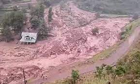 Road damage due to cloudburst in Doda, crop damage due to flood situationRoad damage due to cloudburst in Doda, crop damage due to flood situation