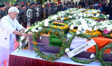Lt Governor Sh Manoj Sinha paid homage to army bravehearts martyred during an anti-terror operation in Rajouri