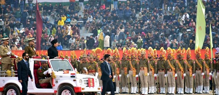Advisor Bhatnagar unfurls National Flag at Bakshi Stadium, Srinagar on Republic Day