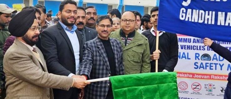 DC Jammu in presence of Transport Commissioner, J&K, Rajinder Singh Tara flagged-off an awareness rally