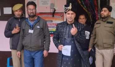 A Groom casted his vote at Kangan in Ganderbal District.
