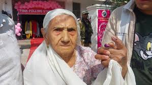 In the last and third phase of polling, a 100-year-old woman from Bandipora voted