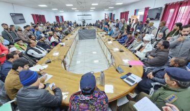 Javed Rana speaking during a public darbar in Mendhar-