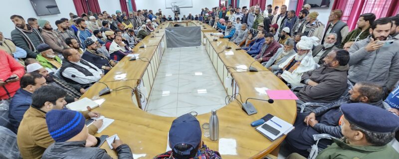 Javed Rana speaking during a public darbar in Mendhar-