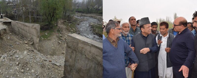 عبدالرحیم راتھر نے بادی پورہ سوگام پُل کی خستہ حالی کا جائیزہ لیا