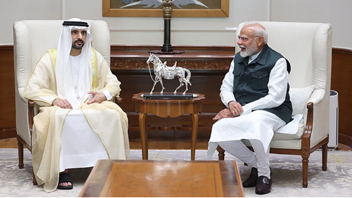 ولی عہد شیخ حمدان نے وزیر اعظم مودی سے کی ملاقات، ہندوستان-یو اے ای تعلقات کو مزید مضبوط بنانے پر دیا زور
