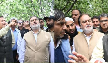 جاوید احمد ڈار کا شوپیاں کے ژالہ باری سے متاثرہ دیہات اور پلوامہ کے آگ سے متاثرہ فروٹ منڈی کا دورہ