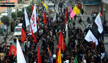 Shia Muslims 8th Muharram procession through Lal chowk towards Dalgate