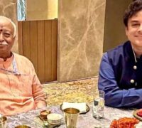 عدنان اور آر ایس ایس سربراہ بھگوت کے کھانے کے میز سے تصویر‘کانگریس نے بنایا تنقید کا نشانہ