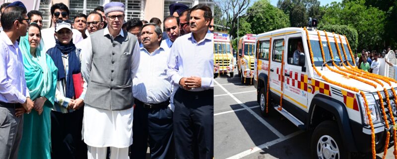 وزیر اعلیٰ نے جے کے ایس پی ڈی سی کی جانب سے سی ایس آر اقدام کے تحت ایمبو لینس، صحت کی دیکھ بھال کے آلات کو جھنڈی دکھا کر روانہ کیا