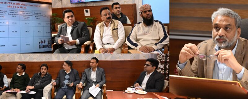 شالین کابر ا کا جموںوکشمیر میں زیر زمین پانی کے اِنتظام کیلئے ڈیٹا پر مبنی حکمت عملی اَپنانے پر زور