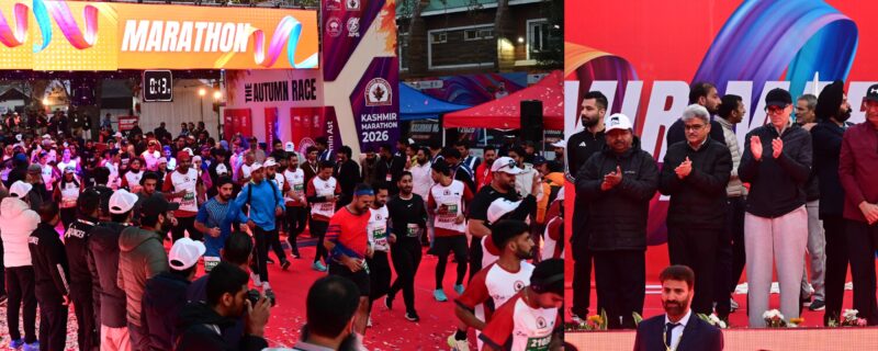 وزیراعلیٰ عمرعبداللہ نے ’ کشمیر میراتھن ‘ کے تیسرے ایڈیشن کوہری جھنڈی دِکھا کرروانہ کیا